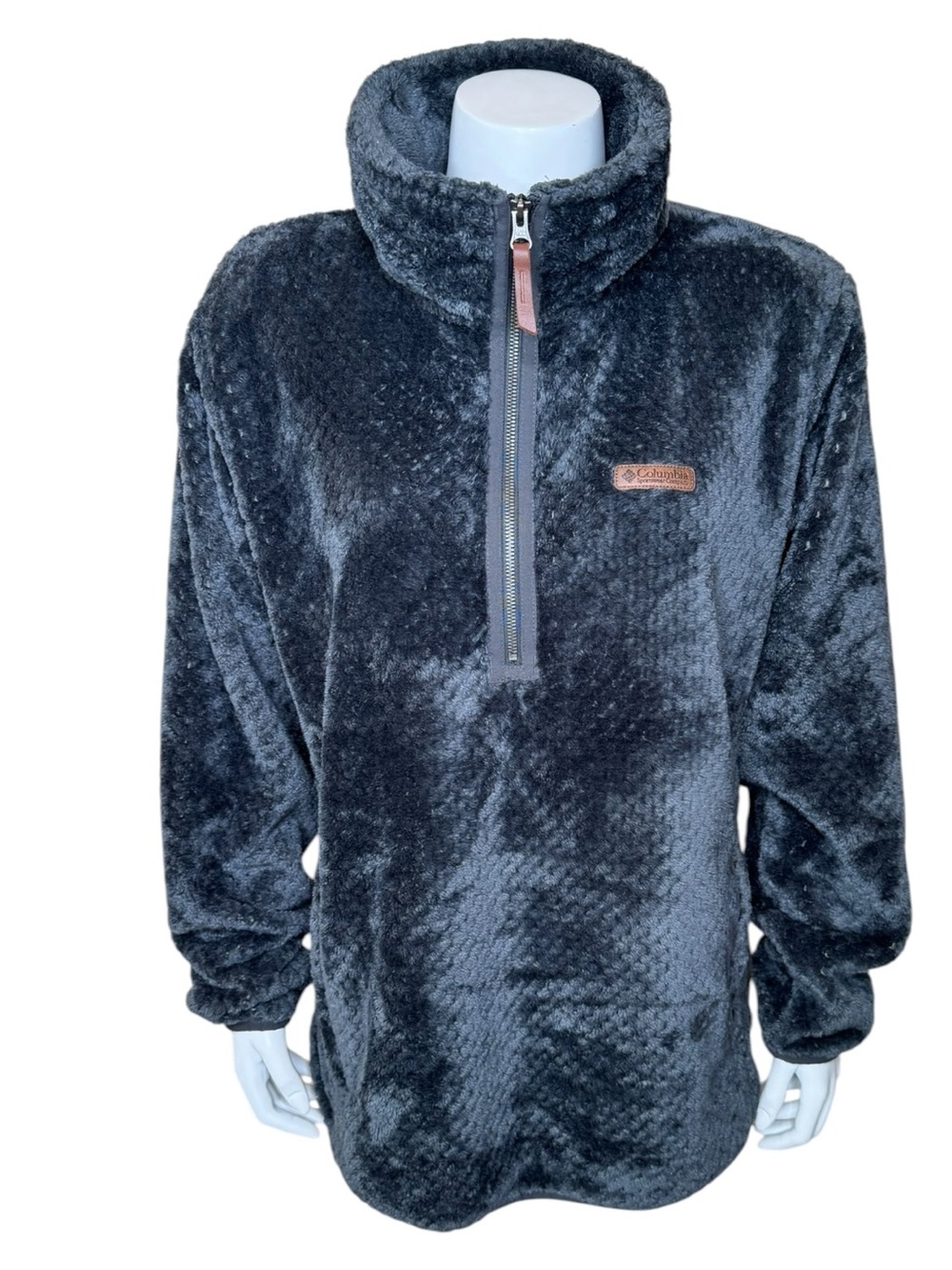 Columbia Fire Side II Sherpa Fleece 1/2 Zip Pullover 1X Dark Gray Textured